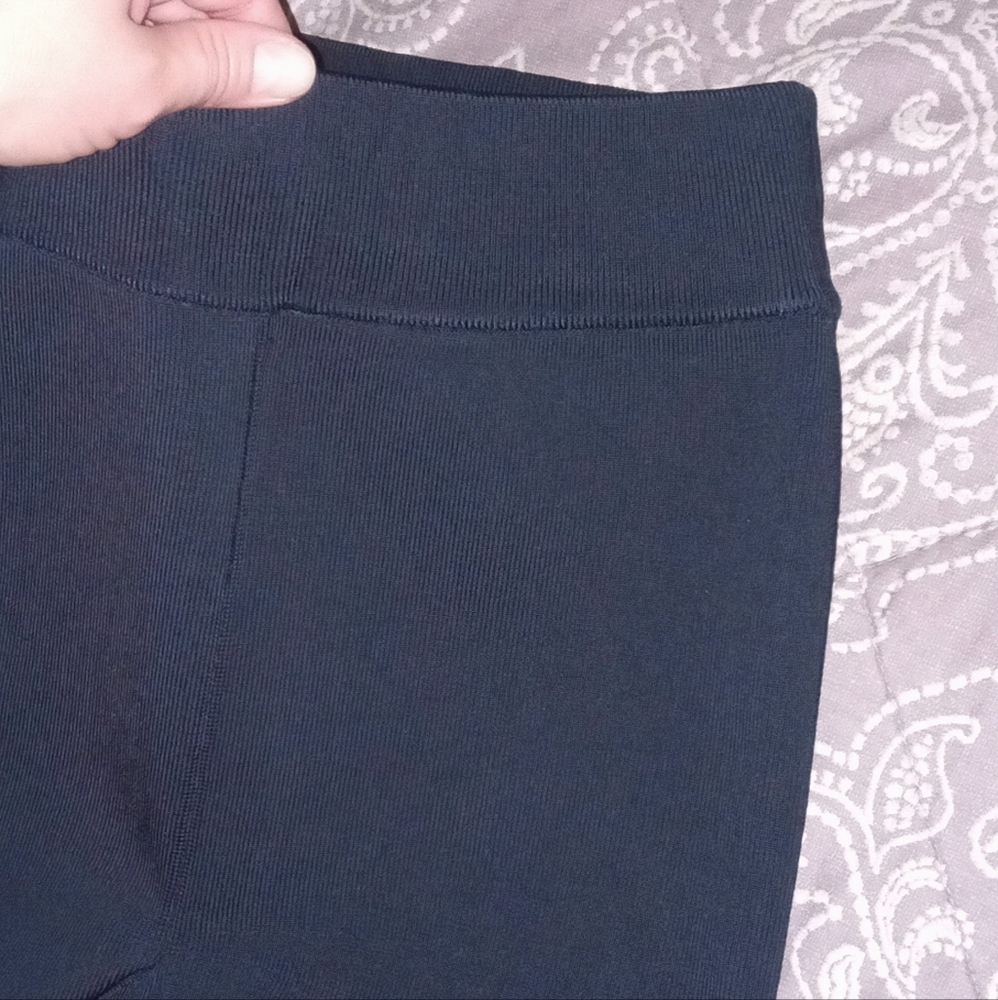 NEW size L Victoria Beckham Ribbed Leggings NAVY BLUE Color - Picture 12 of 16